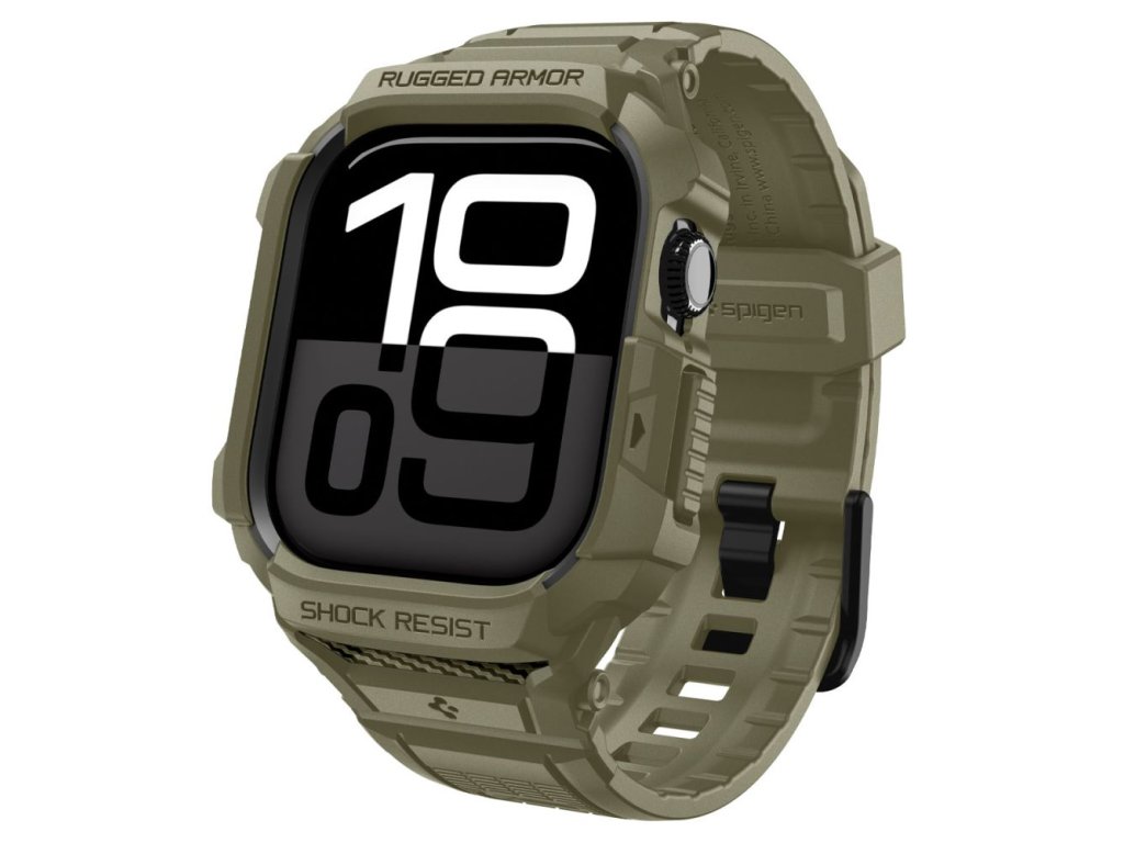 Řemínek s krytem pro Apple Watch 46mm - Spigen, Rugged Armor Pro V2 Vintage Khaki