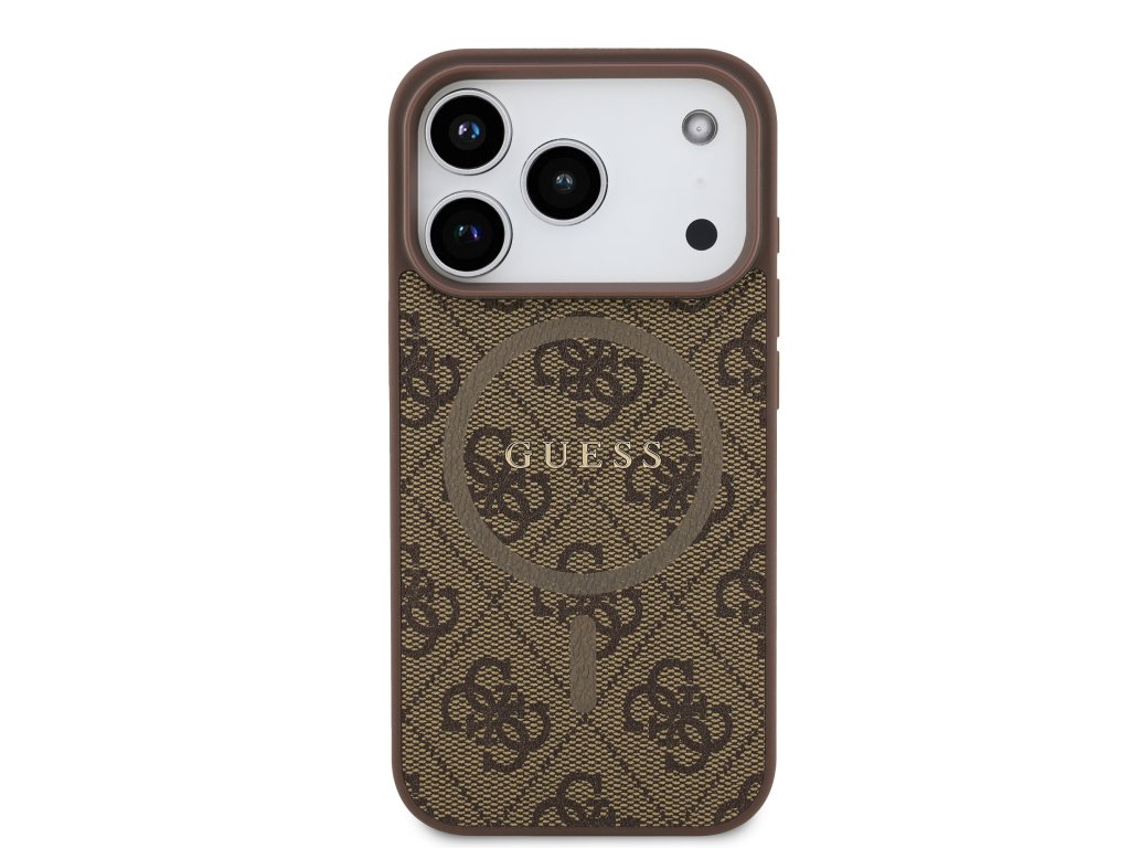 Ochranný kryt na iPhone 17 Pro - Guess, 4G Colored Ring MagSafe Brown