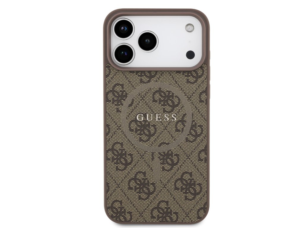 Ochranný kryt na iPhone 17 Pro MAX - Guess, 4G Colored Ring MagSafe Brown