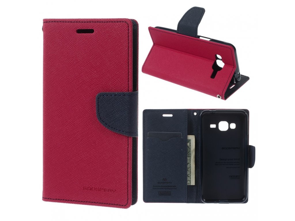Pouzdro / kryt pro Samsung GALAXY J3 (2016) J3109 - Mercury, Fancy Diary Hotpink/Navy