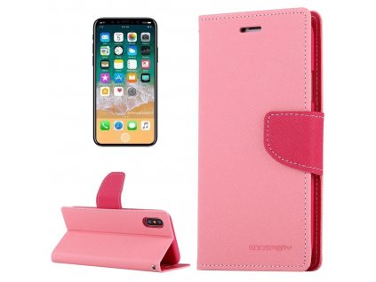 Pouzdro / kryt pro iPhone XS / X - Mercury, Fancy Diary PINK/HOTPINK