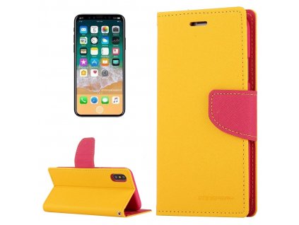 Pouzdro / kryt pro iPhone XS / X - Mercury, Fancy Diary YELLOW/HOTPINK