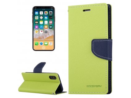 Pouzdro / kryt pro iPhone XS / X - Mercury, Fancy Diary LIME/NAVY