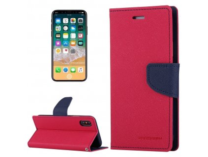 Pouzdro / kryt pro iPhone XS / X - Mercury, Fancy Diary HOTPINK/NAVY