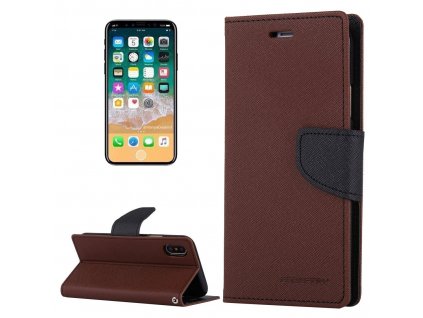 Pouzdro / kryt pro iPhone XS / X - Mercury, Fancy Diary BROWN/BLACK