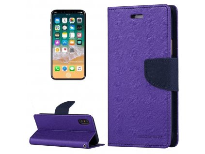 Pouzdro / kryt pro iPhone XS / X - Mercury, Fancy Diary PURPLE/NAVY