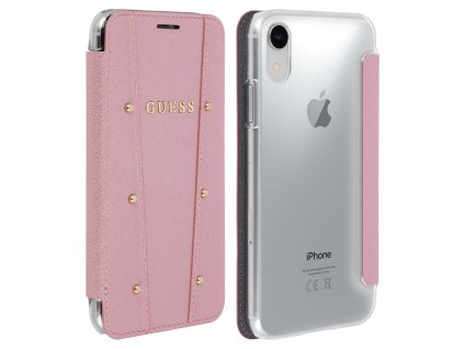 Pouzdro / kryt pro iPhone XR - Guess, Kaia Book RoseGold