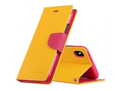 Pouzdro / kryt pro iPhone XS MAX - Mercury, Fancy Diary Yellow/HotPink