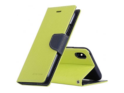 Pouzdro / kryt pro iPhone XS MAX - Mercury, Fancy Diary Lime/Navy