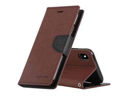 Pouzdro / kryt pro iPhone XS MAX - Mercury, Fancy Diary Brown/Black