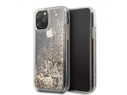 Ochranný kryt na iPhone 11 - Guess, Glitter Hearts Gold