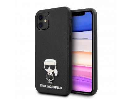 Ochranný kryt na iPhone 11 - Karl Lagerfeld, Saffiano Iconik Black