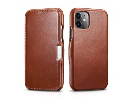 Knížkové pouzdro pro iPhone 11 - iCarer, Vintage Brown