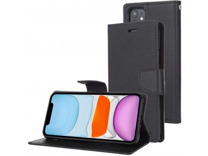 Pouzdro na iPhone 11 - Mercury, Fancy Diary Black/Black