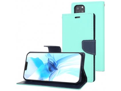 Pouzdro na iPhone 12 / 12 Pro - Mercury, Fancy Diary Mint/Navy