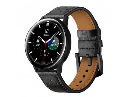 Řemínek pro Samsung Galaxy Watch 40mm / 42mm / 44mm / 46mm - Tech-Protect, Leather Black