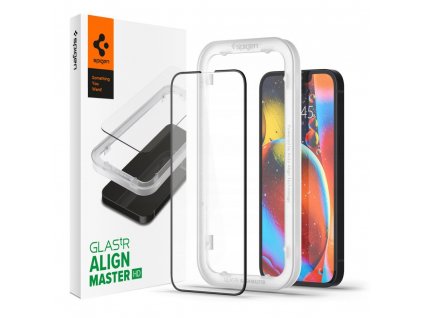 Ochranné tvrzené sklo pro iPhone 13 / 13 Pro / 14 - Spigen, AlignMaster FC (1ks s aplikátorem)