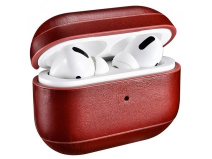 Kožené pouzdro na sluchátka AirPods Pro - iCarer, Vintage Red