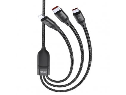 Kabel 3v1 - Hoco, U104 Ultra Black (Lightning+Micro+USB-C)