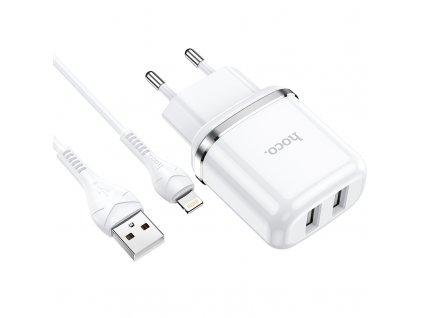 Nabíjecí AC adaptér pro iPhone a iPad - Hoco, N4 Aspiring White + Lightning kabel