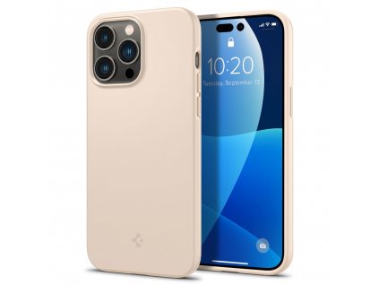 Ochranný kryt pro iPhone 14 Pro MAX - Spigen, Thin Fit Sand Beige