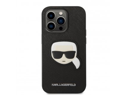 Ochranný kryt pro iPhone 14 Pro - Karl Lagerfeld, Saffiano Karl Head Black