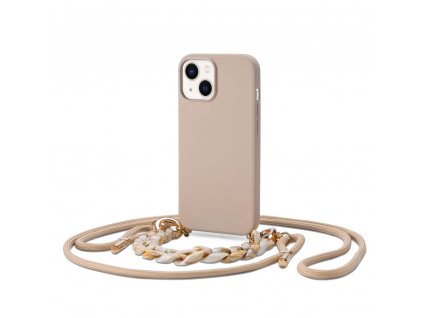 Kryt se šňůrkou pro iPhone 14 PLUS - Tech-Protect, Icon Chain Beige