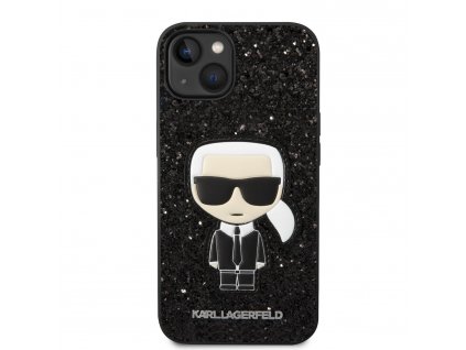 Ochranný kryt pro iPhone 14 PLUS - Karl Lagerfeld, Glitter Flakes Ikonik Black
