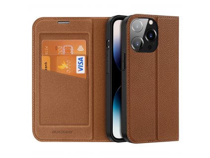 Knížkové pouzdro pro iPhone 14 Pro - DuxDucis, SkinX2 Brown