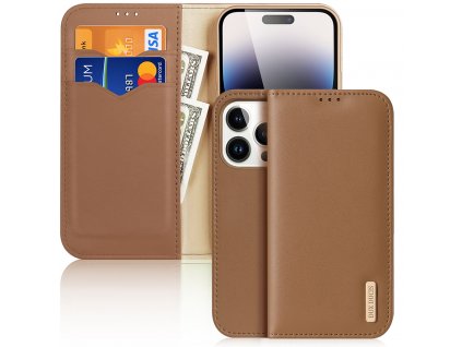 Knížkové pouzdro na iPhone 14 Pro - DuxDucis, Hivo Brown