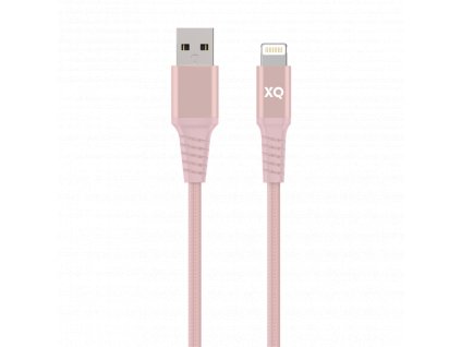 Certifikovaný kabel USB-A/Lightning - Xqisit, Extra Strong Braided 200cm Pink