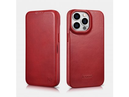 Knížkové pouzdro pro iPhone 14 Pro MAX - iCarer, Curved Edge MagSafe Red