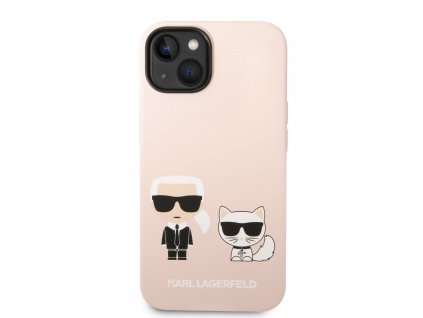 Ochranný kryt pro iPhone 14 PLUS - Karl Lagerfeld, Liquid Silicone Karl and Choupette Pink