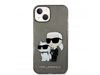 Ochranný kryt pro iPhone 14 PLUS - Karl Lagerfeld, IML Glitter Karl and Choupette NFT Black