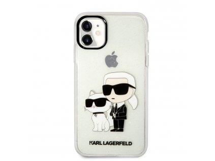 Ochranný kryt pro iPhone 11 - Karl Lagerfeld, IML Glitter Karl and Choupette Transparent