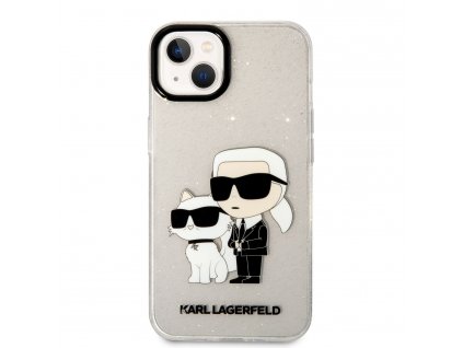 Ochranný kryt pro iPhone 13 - Karl Lagerfeld, IML Glitter Karl and Choupette Transparent