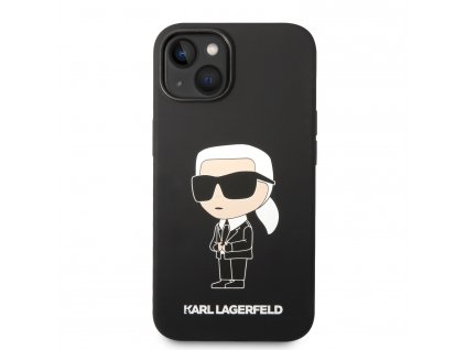 Ochranný kryt pro iPhone 14 PLUS - Karl Lagerfeld, Liquid Silicone Ikonik NFT Black