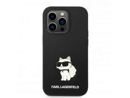 Ochranný kryt pro iPhone 14 Pro - Karl Lagerfeld, Liquid Silicone Choupette NFT Black