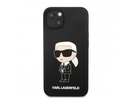 Ochranný kryt pro iPhone 13 - Karl Lagerfeld, Liquid Silicone Ikonik NFT Black