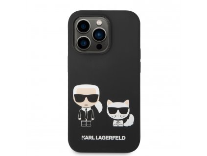Ochranný kryt pro iPhone 14 Pro - Karl Lagerfeld, Liquid Silicone Karl and Choupette Black