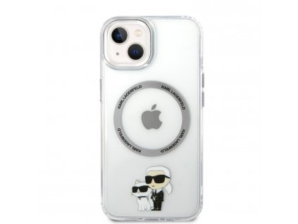 Ochranný kryt pro iPhone 14 - Karl Lagerfeld, IML Karl and Choupette NFT MagSafe Transparent