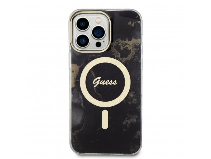 Ochranný kryt pro iPhone 14 Pro MAX - Guess, Marble IML MagSafe Black