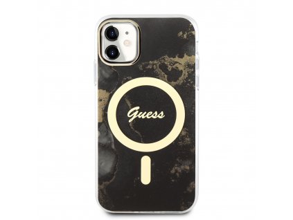 Ochranný kryt pro iPhone 11 - Guess, Marble IML MagSafe Black