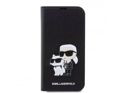 Ochranné pouzdro pro iPhone 14 Pro MAX - Karl Lagerfeld, Saffiano Karl and Choupette NFT Book Black