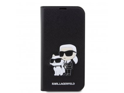 Ochranné pouzdro pro iPhone 13 Pro MAX - Karl Lagerfeld, Saffiano Karl and Choupette NFT Book Black