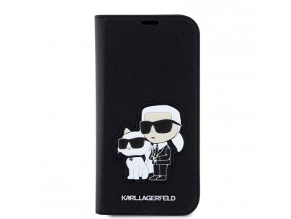 Ochranné pouzdro pro iPhone 12 / 12 Pro - Karl Lagerfeld, Saffiano Karl and Choupette NFT Book Black