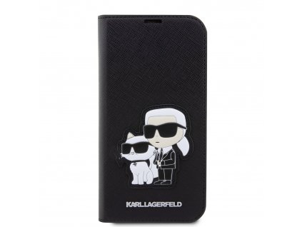 Ochranné pouzdro pro iPhone 13 Pro - Karl Lagerfeld, Saffiano Karl and Choupette NFT Book Black