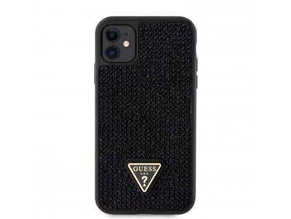 Ochranný kryt pro iPhone 11 - Guess, Rhinestones Triangle Metal Logo Black