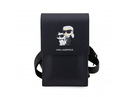 Univerzální pouzdro / taška s kapsou na mobil - Karl Lagerfeld, Metal Logo NFT Wallet Black