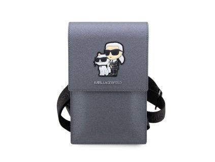 Univerzální pouzdro / taška s kapsou na mobil - Karl Lagerfeld, Metal Logo NFT Wallet Silver